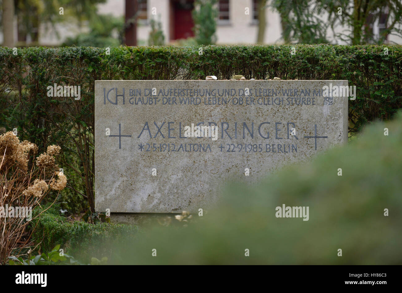 Grab, Axel Springer, protestantischen Friedhof, Kirchstrasse, Nikolassee, Zehlendof, Berlin, Deutschland, Grabmal, Evangelischer Kirchhof, Deutschland Stockfoto
