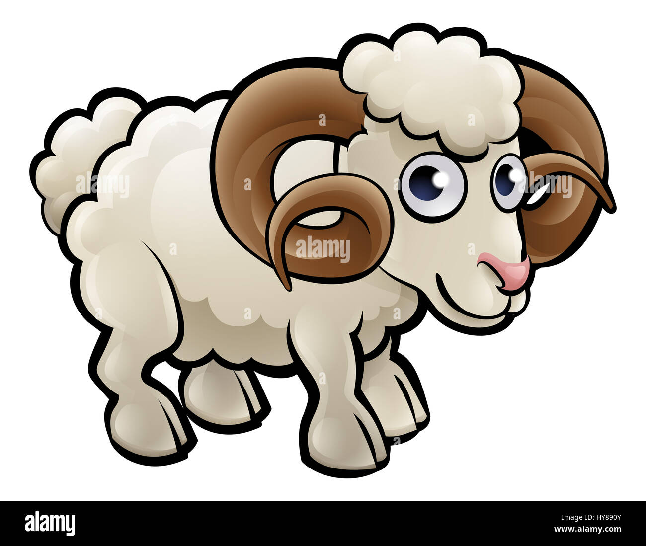Eine Comicfigur Ram Bauernhof Tiere Stockfoto