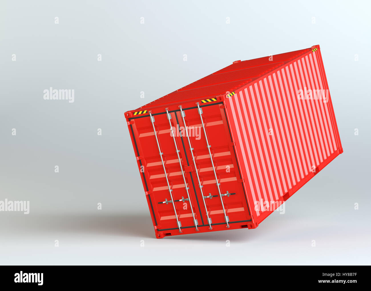 Red Cargo-Container auf grauem Hintergrund Stockfoto