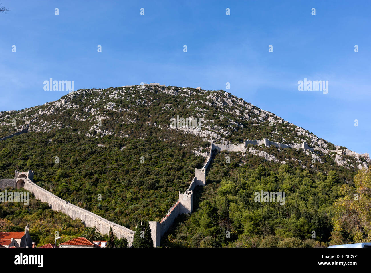 Mauern von Ston, Ston, Dubrovnik-Neretva County von Kroatien Stockfoto