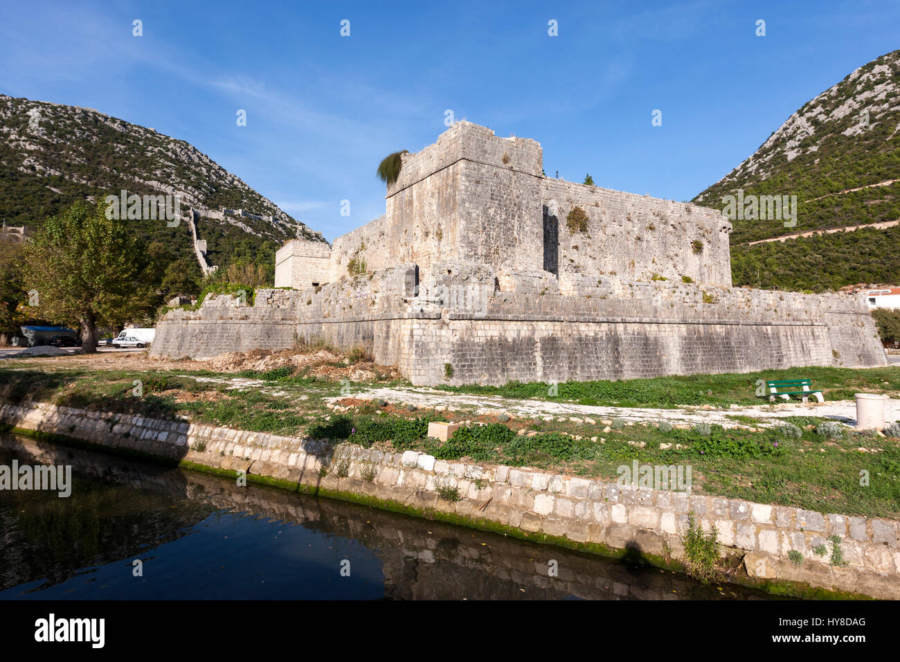 Mauern von Ston, Ston, Dubrovnik-Neretva County von Kroatien Stockfoto