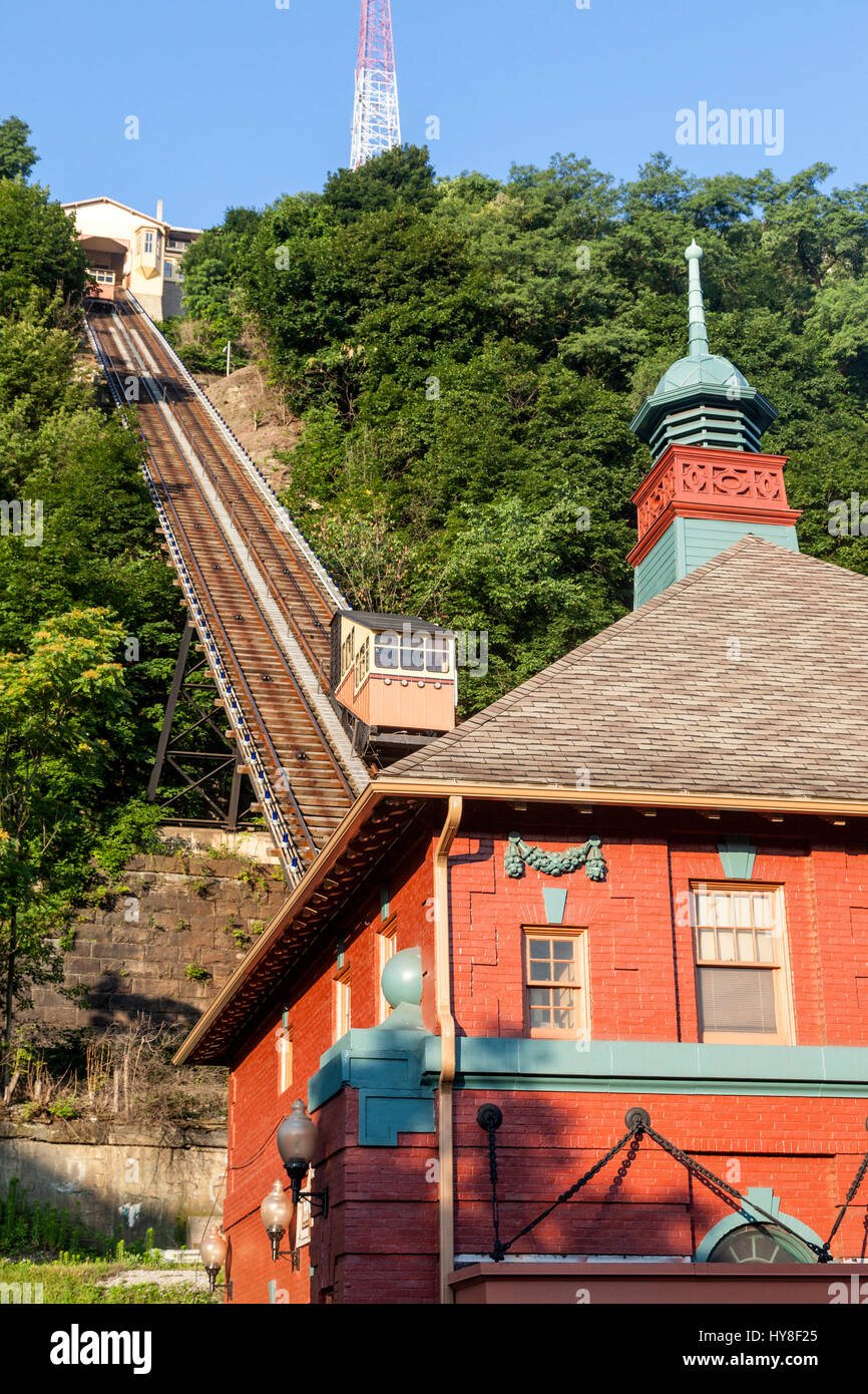 Pittsburgh, Pennsylvania. Monongahela Incline Standseilbahn, 1870 erbaut. Stockfoto