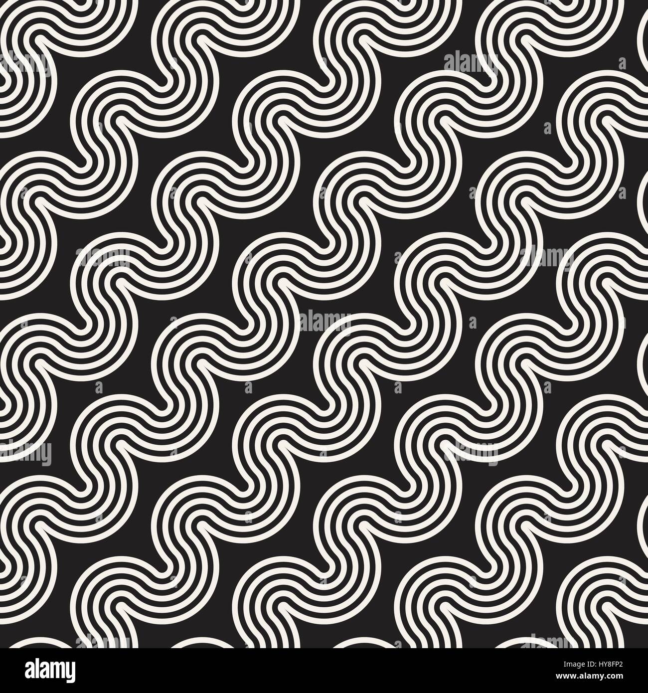 Nahtlose Wellenlinien Muster. Wiederholende Vektor Textur. Stilvolle Streifen Hintergrund. Zeitgenössische Grafik mit parallelen Wellen. Stock Vektor