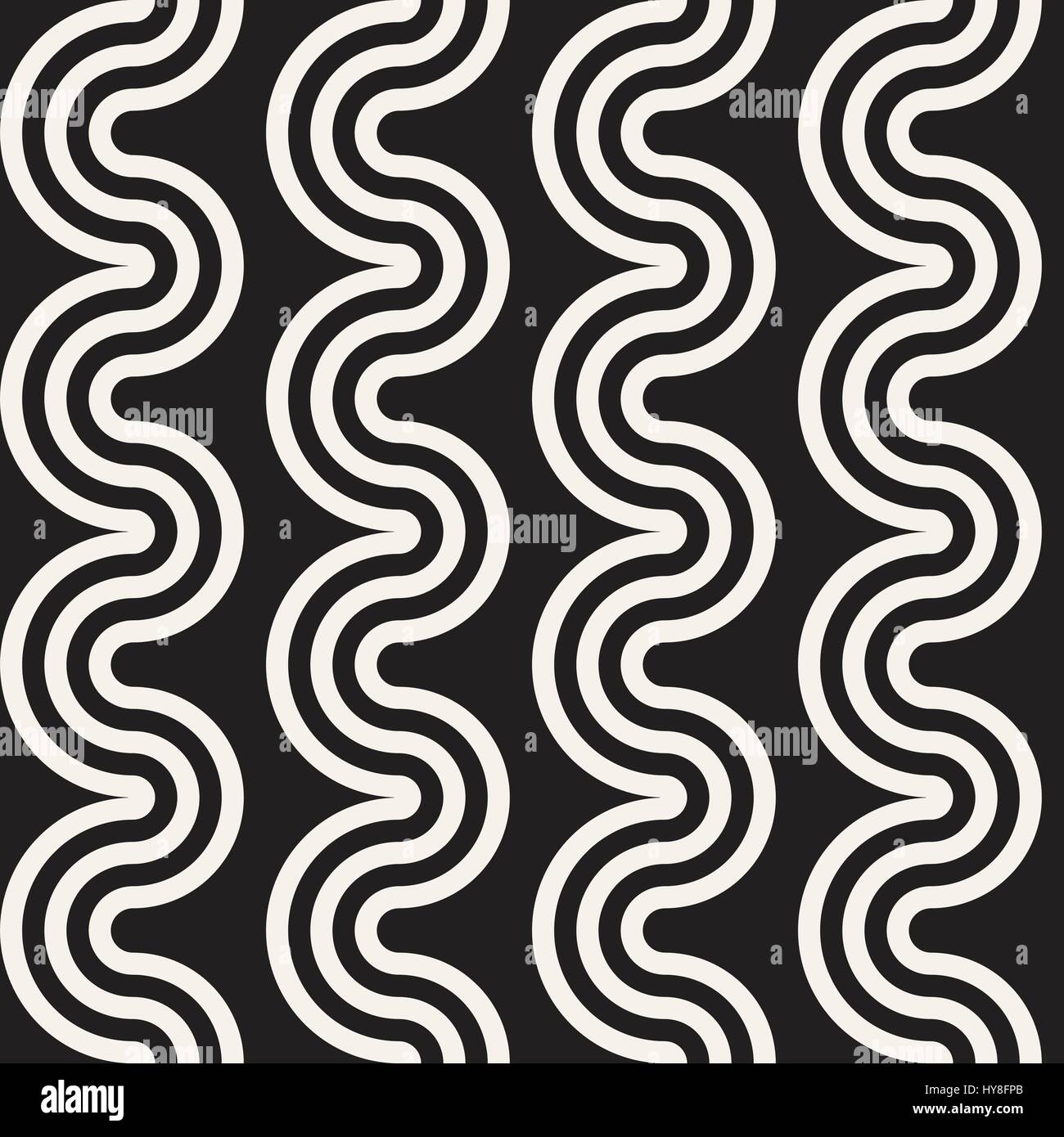 Nahtlose Wellenlinien Muster. Wiederholende Vektor Textur. Stilvolle Streifen Hintergrund. Zeitgenössische Grafik mit parallelen Wellen. Stock Vektor