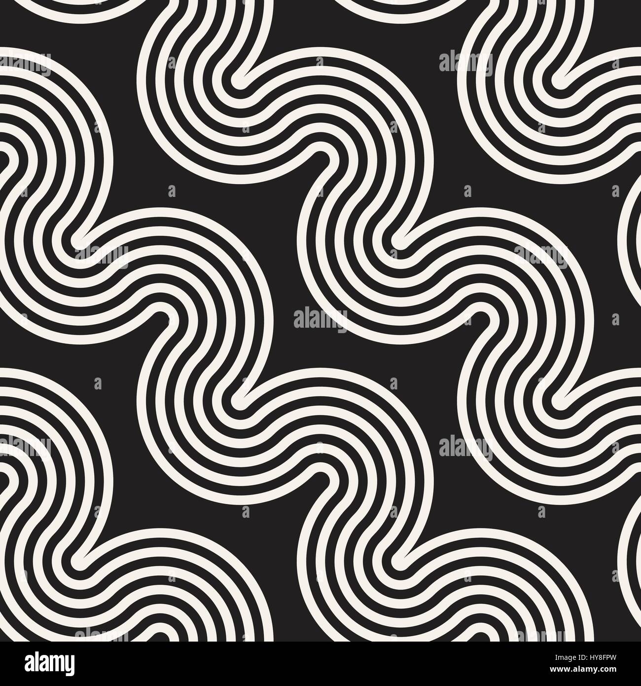 Nahtlose Wellenlinien Muster. Wiederholende Vektor Textur. Stilvolle Streifen Hintergrund. Zeitgenössische Grafik mit parallelen Wellen. Stock Vektor