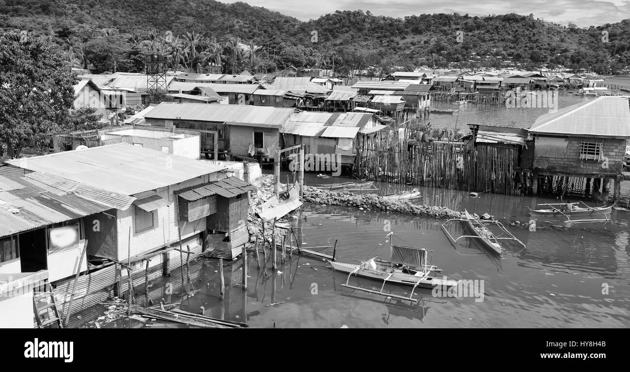 Philippinen-Haus in den Slums für arme Menschen Konzept von Armut und Verschlechterungen zu verwischen Stockfoto