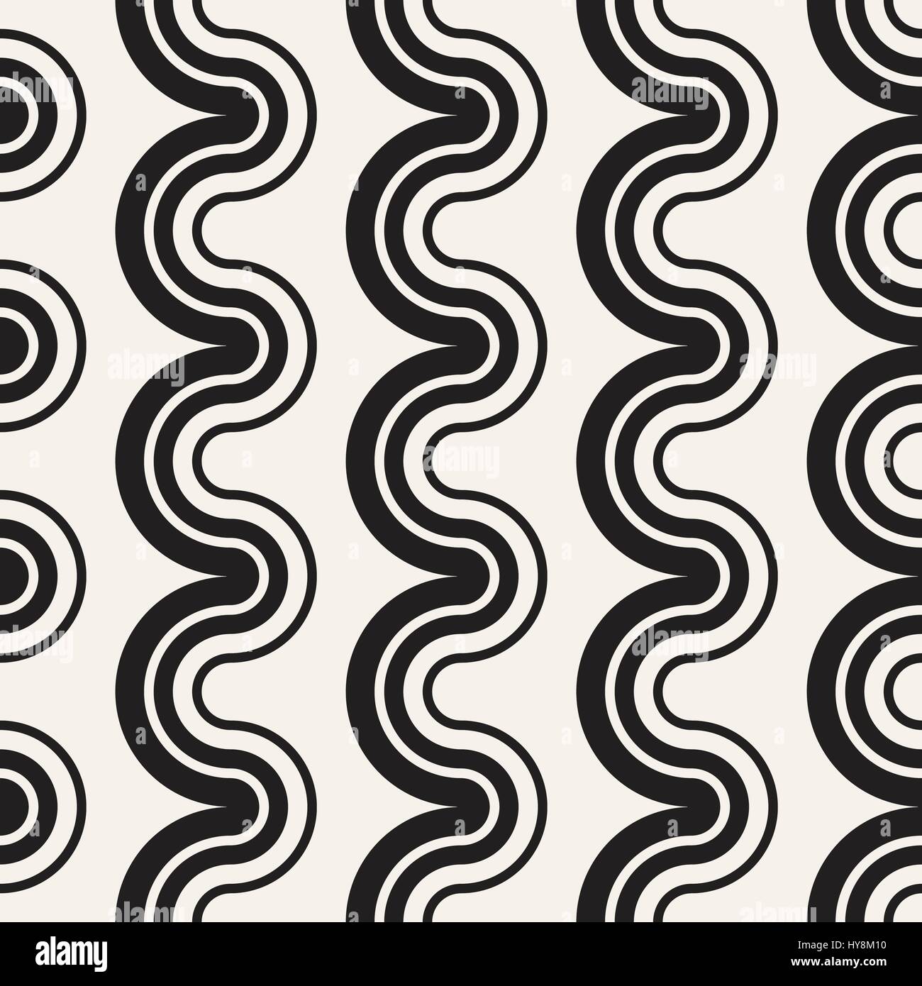 Nahtlose Wellenlinien Muster. Wiederholende Vektor Textur. Stilvolle Streifen Hintergrund. Zeitgenössische Grafik mit parallelen Wellen. Stock Vektor
