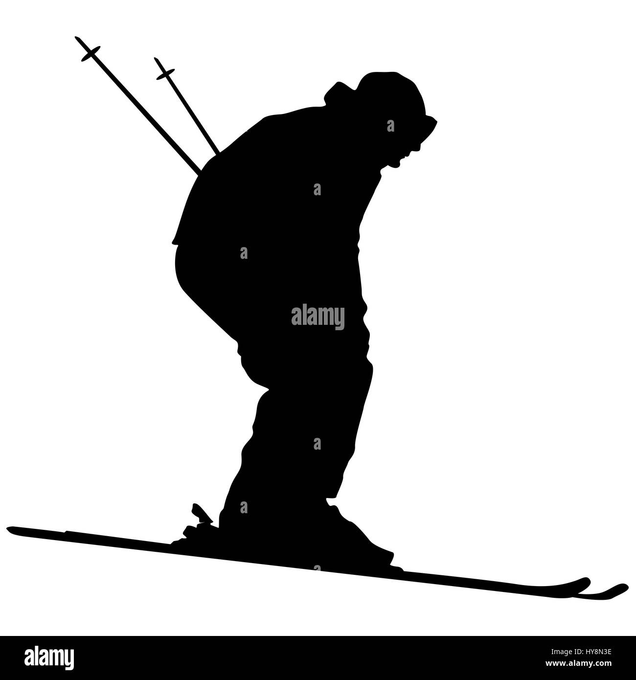 Berg Ski Hang hinunter zu beschleunigen. Sport-silhouette Stockfoto
