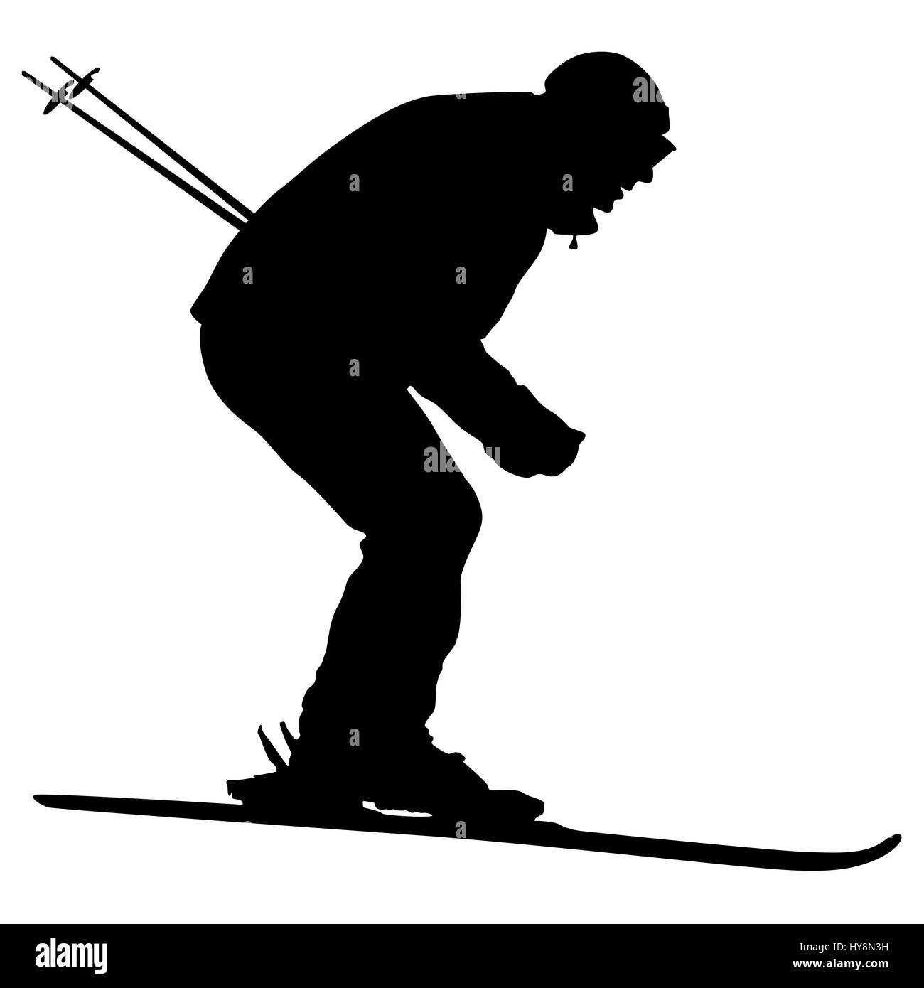Berg Ski Hang hinunter zu beschleunigen. Sport-silhouette Stockfoto