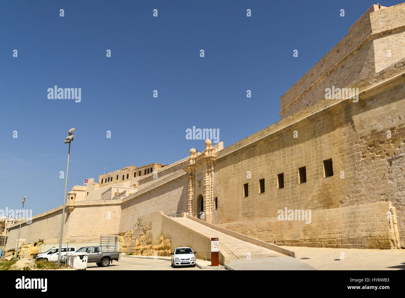 Haupttor - Fort St. Angelo, Birgu, Valletta, Malta Stockfoto