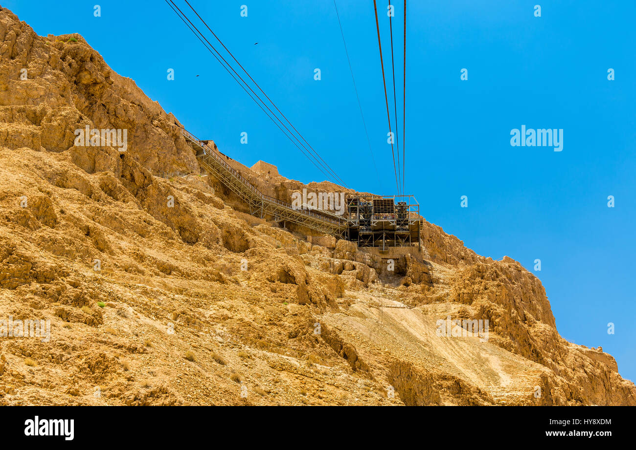 Die Seilbahn zur Festung Masada - Israel Stockfoto