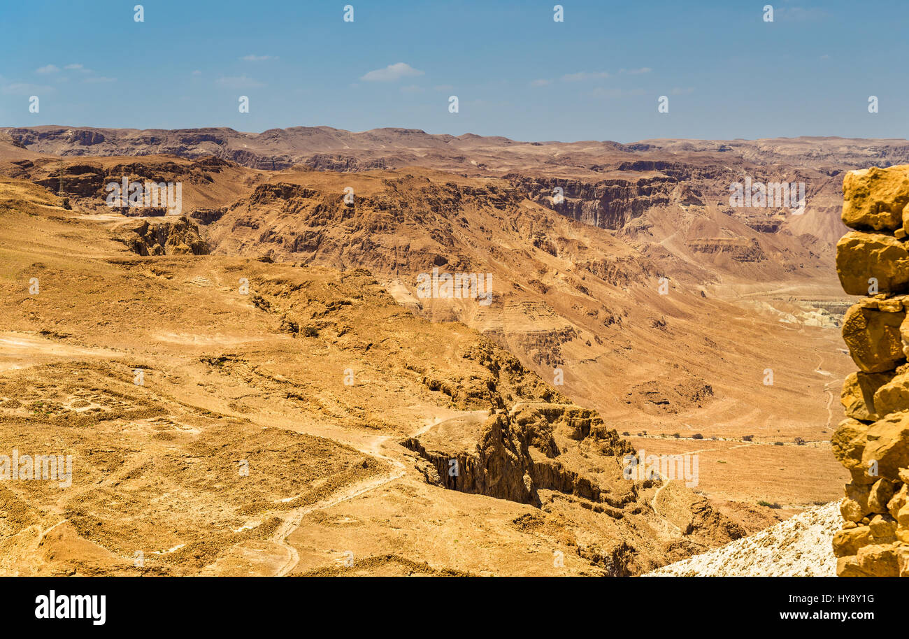 Judäischen Wüste von Masada Festung - Israel aus gesehen Stockfoto