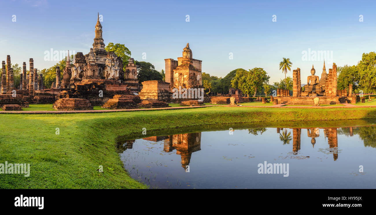 Sukhothai Historical Park Panorama, Sukhothai, Thailand Stockfoto