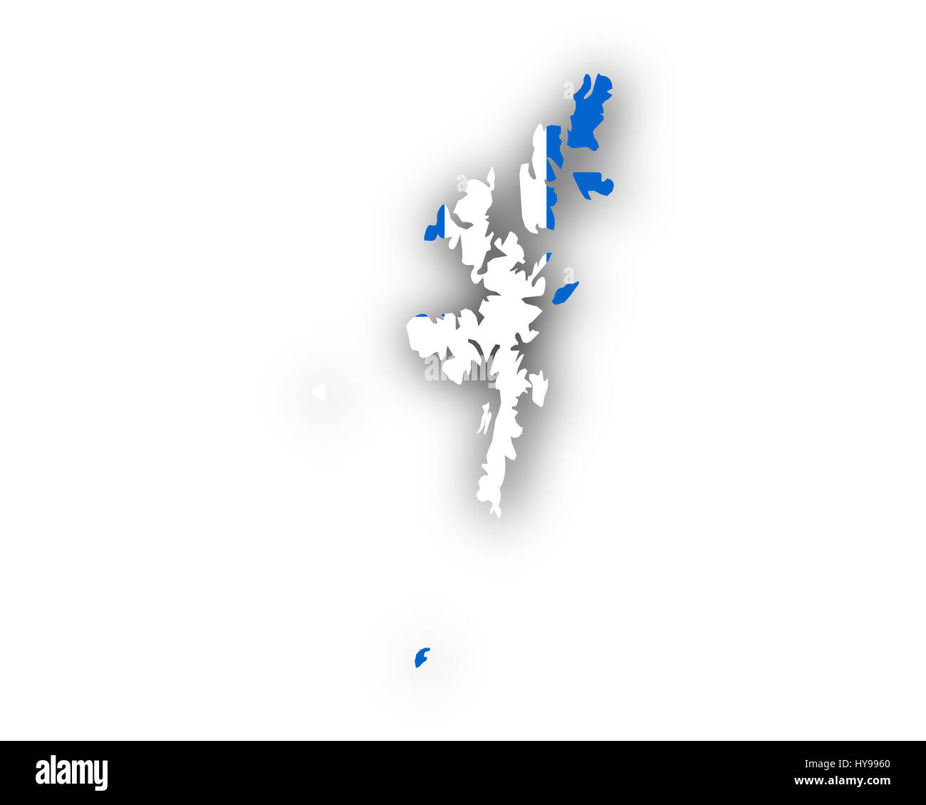 Karte und Flagge von Shetland-Inseln Stockfoto