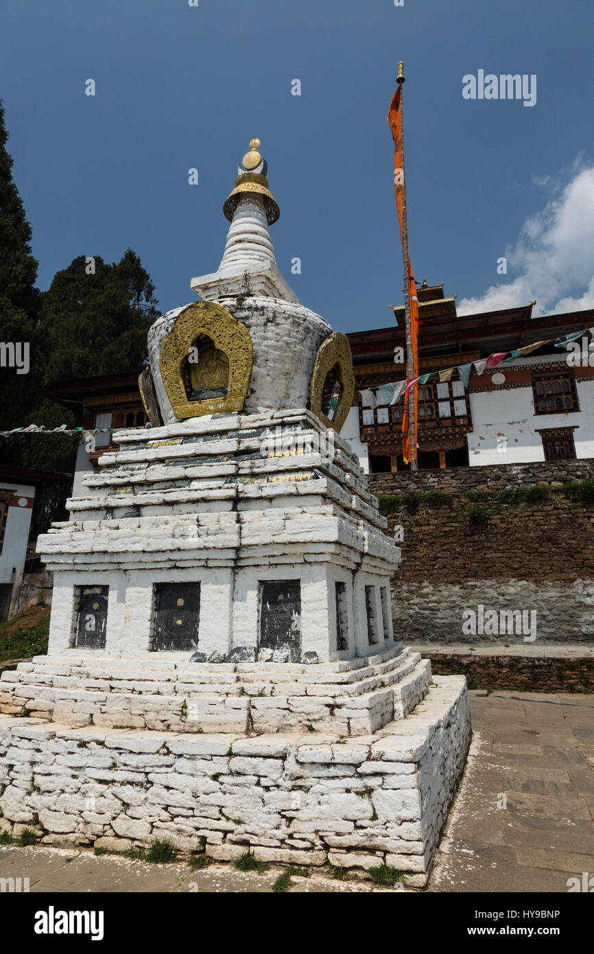 Tibetischen Stil Stupa im Talo Kloster, Talo, Bhutan. Stockfoto