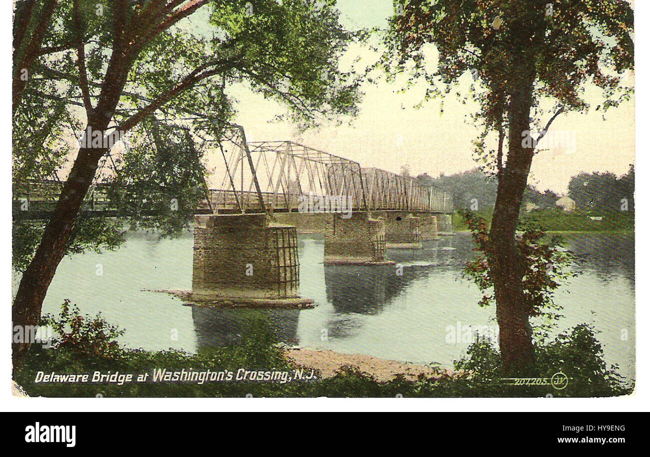 Postkartenmotiv von Washington Crossing Bridge Stockfoto