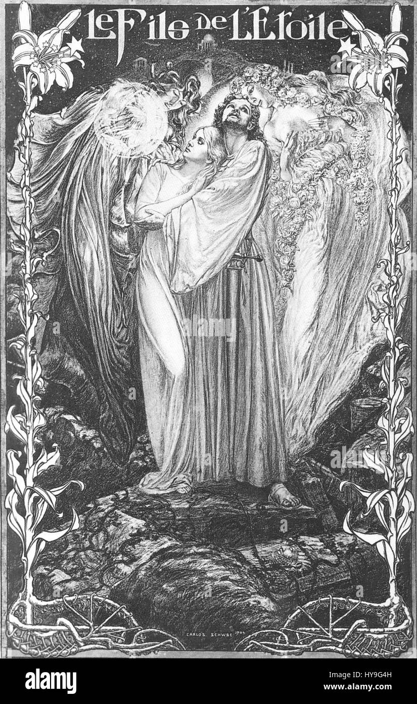 „Fils étoile“ bezieht sich auf ein Werk, das einen Sohn der Sterne symbolisieren oder darstellen kann, oft in Verbindung mit himmlischen oder göttlichen Themen. Der Titel deutet auf ein Werk hin, das sich auf kosmische oder himmlische Elemente konzentriert. Stockfoto