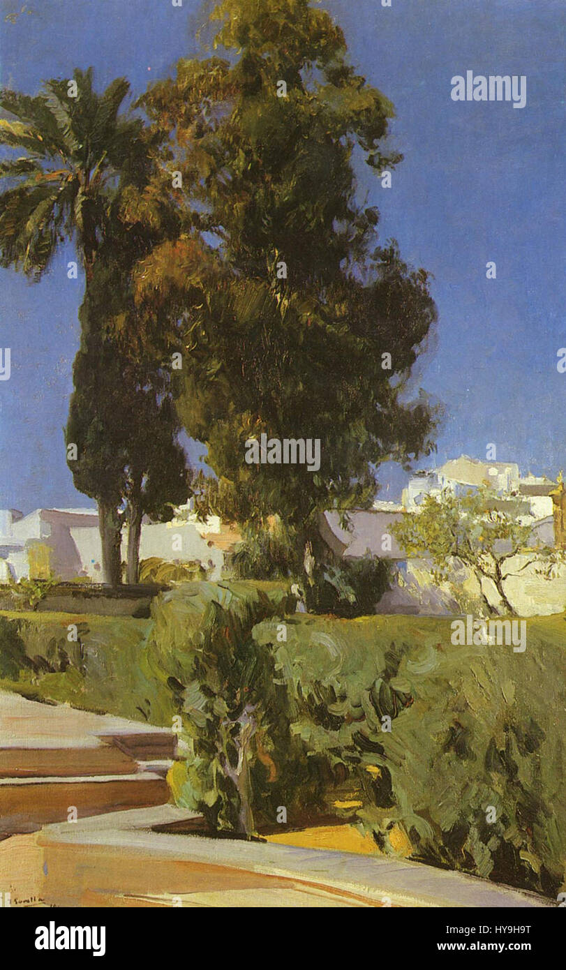 Joaquin Sorolla Jardines del Alcazar Stockfoto