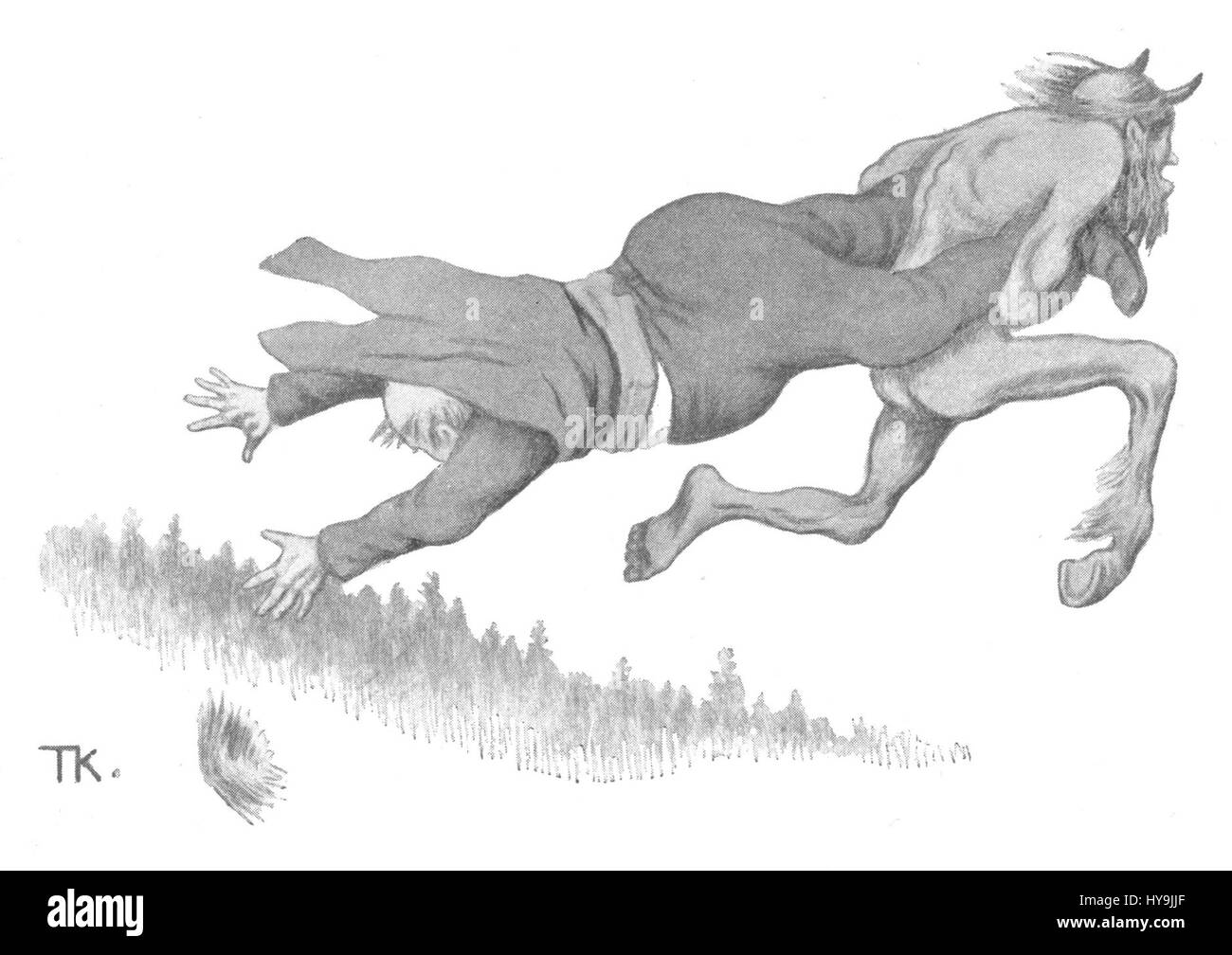 „Fande og futen“ ist ein traditionelles norwegisches Kunstwerk, das eine ländliche Szene mit Figuren darstellt, die alltäglichen Aktivitäten nachgehen. Das Gemälde zeigt das norwegische Leben und die norwegische Kultur und hebt die Einfachheit und Schönheit des ländlichen Lebens hervor, wobei der Schwerpunkt auf natürlichen Elementen und lokalen Bräuchen liegt. Stockfoto