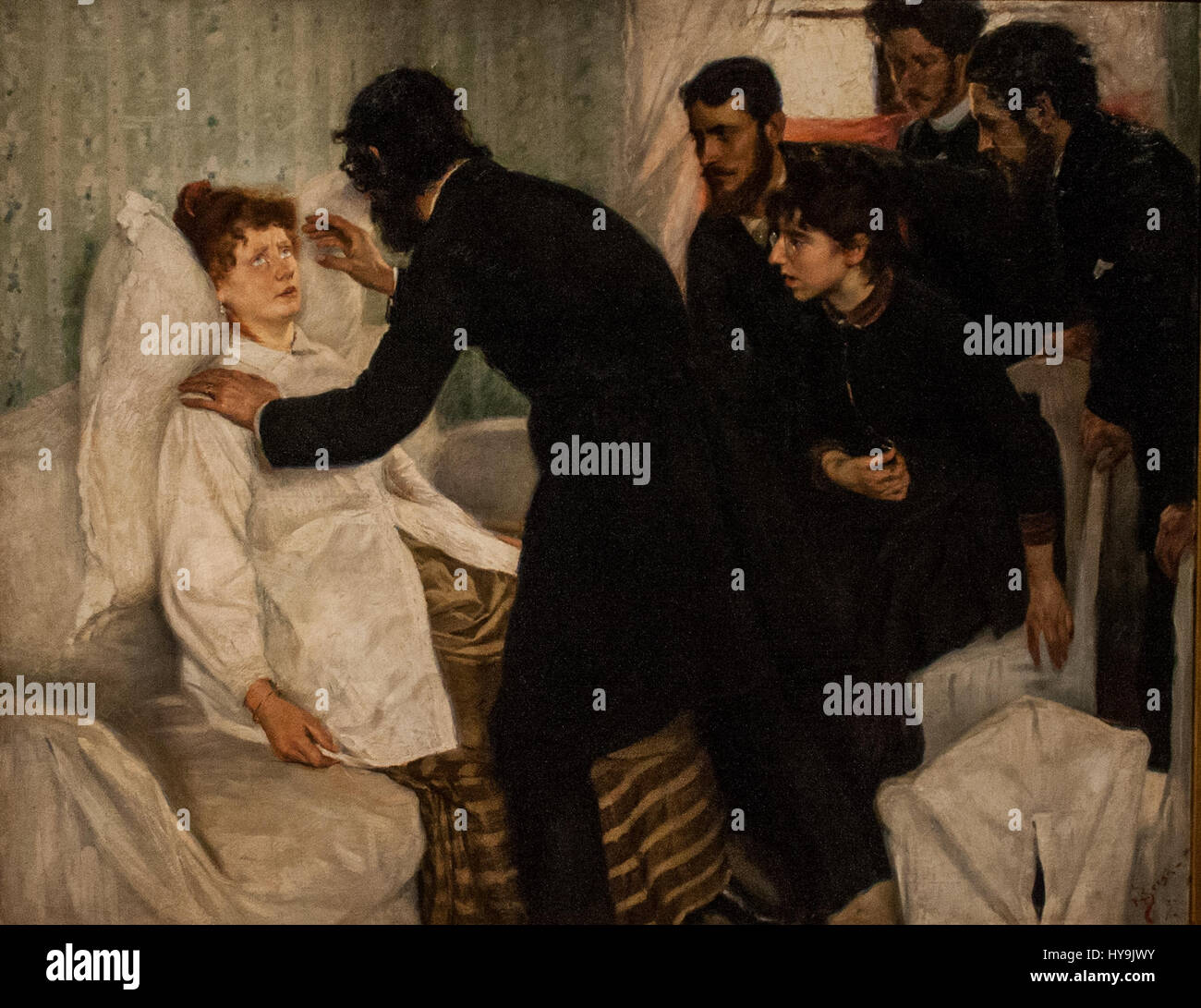 „Hypnotisk Seans“ von Richard Bergh ist ein Gemälde, das 1887 die Intrigen und Geheimnisse der Hypnose erfasst. Berghs Arbeit beleuchtet die psychologischen Themen der Zeit und konzentriert sich dabei auf die rätselhaften und dramatischen Auswirkungen des Hypnose. Stockfoto