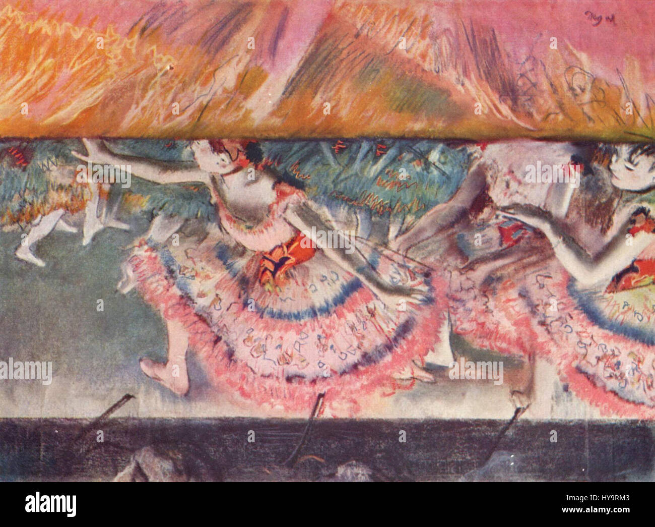 Edgar Degas’ Werk fängt oft die Anmut von Tänzern und Alltagsszenen im Pariser Leben ein. Sein Fokus auf Bewegung und Licht unterstreicht seinen einzigartigen Beitrag zur impressionistischen Kunst. Stockfoto