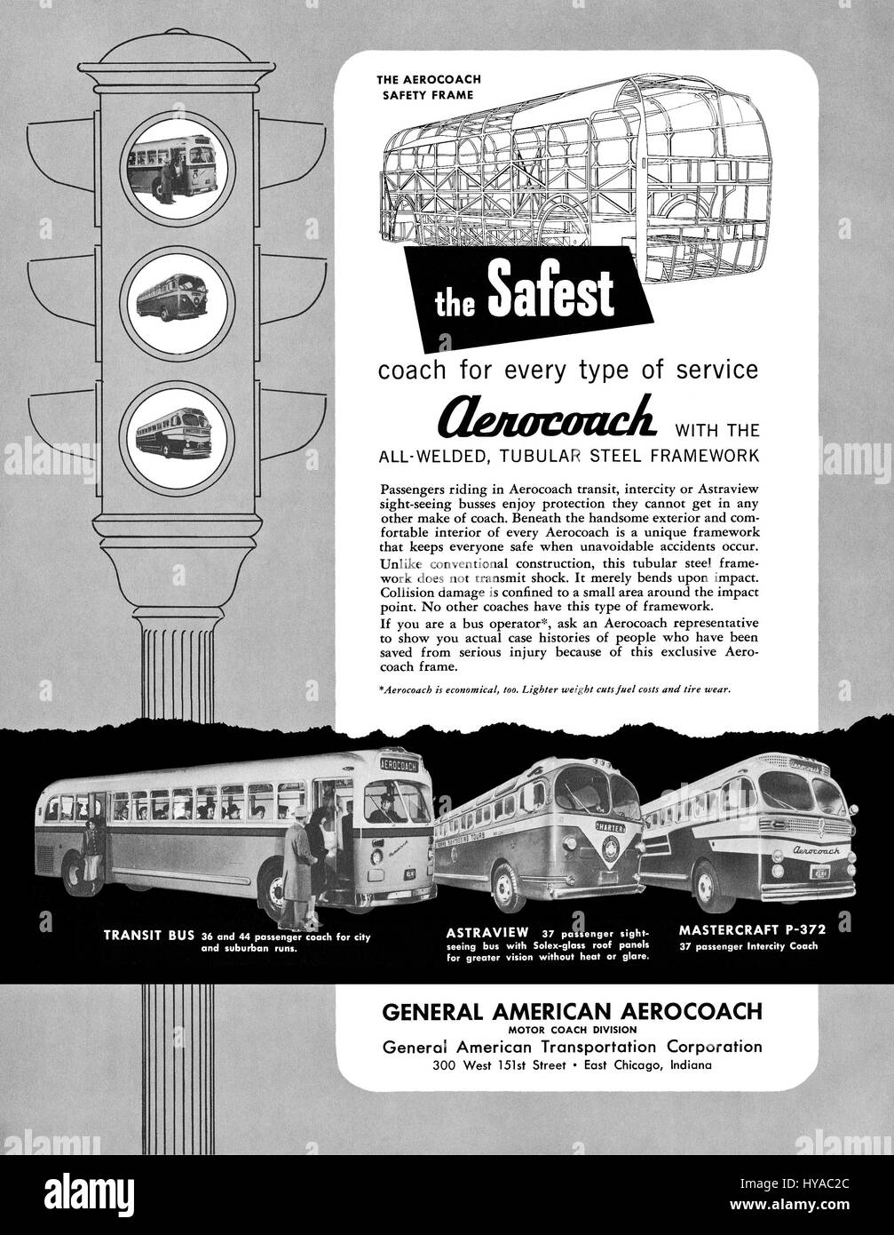 1949 US-Werbung für General American Aerocoach. Stockfoto