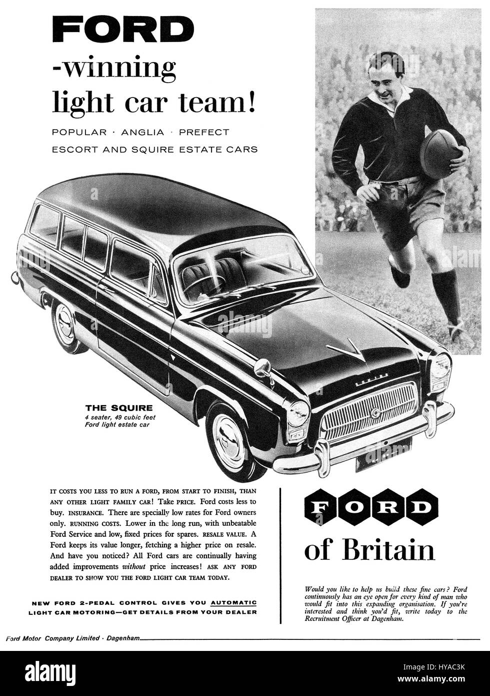 1958 britische Werbung für Ford Squire Kombi. Stockfoto