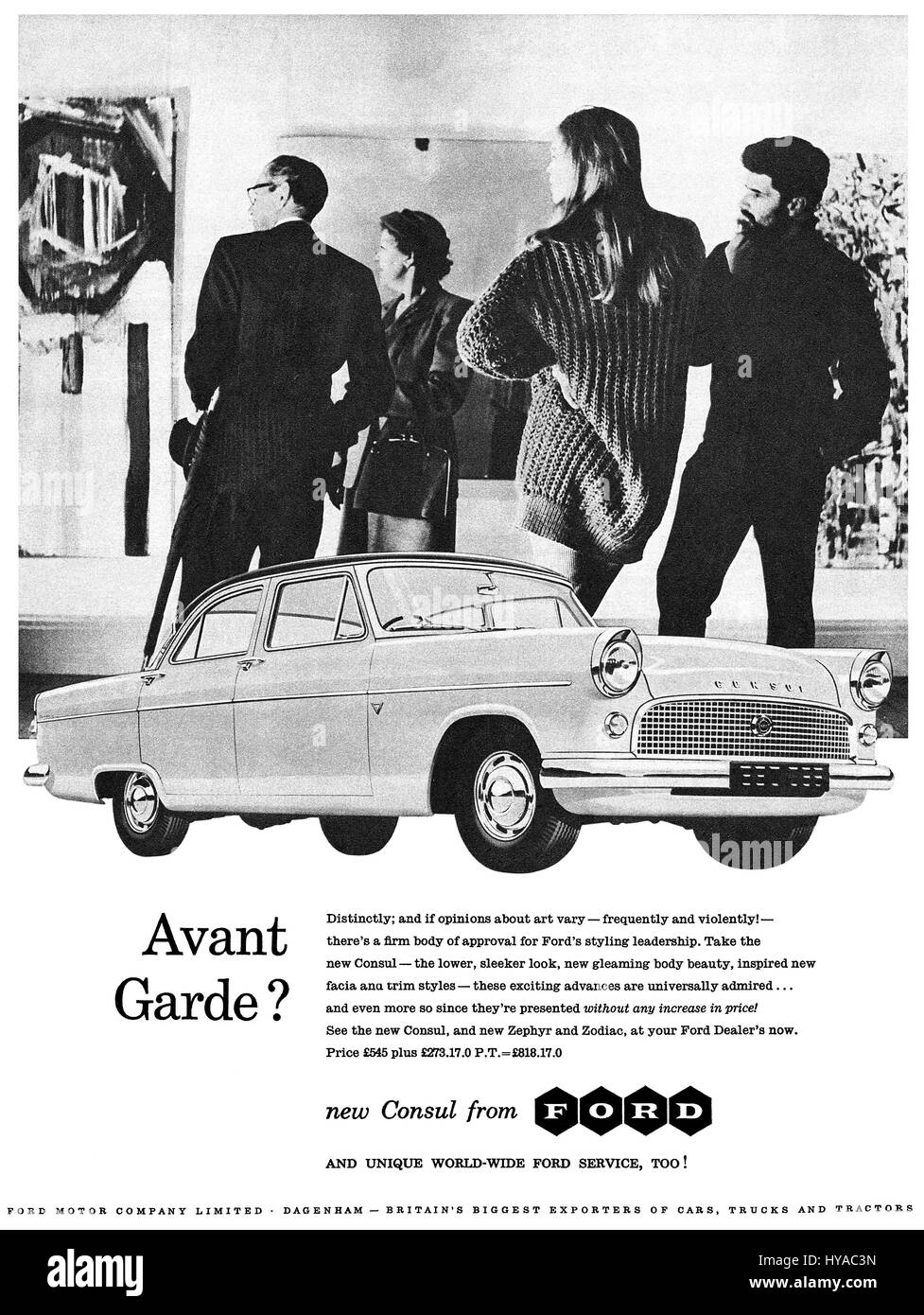 1959 britische Werbung für Autos Ford Consul. Stockfoto