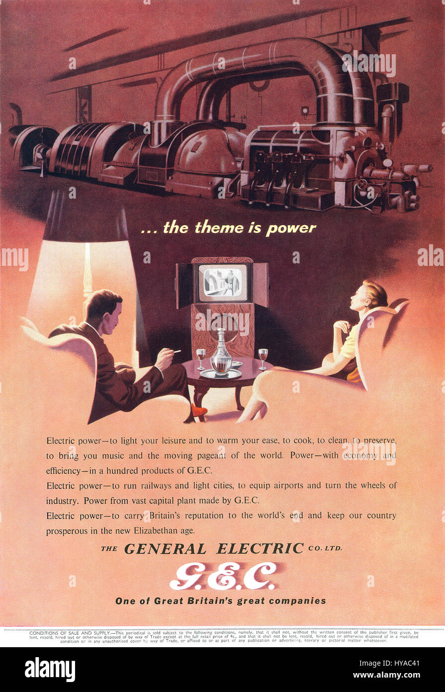 1953 britische Werbung für General Electric Co. Stockfoto