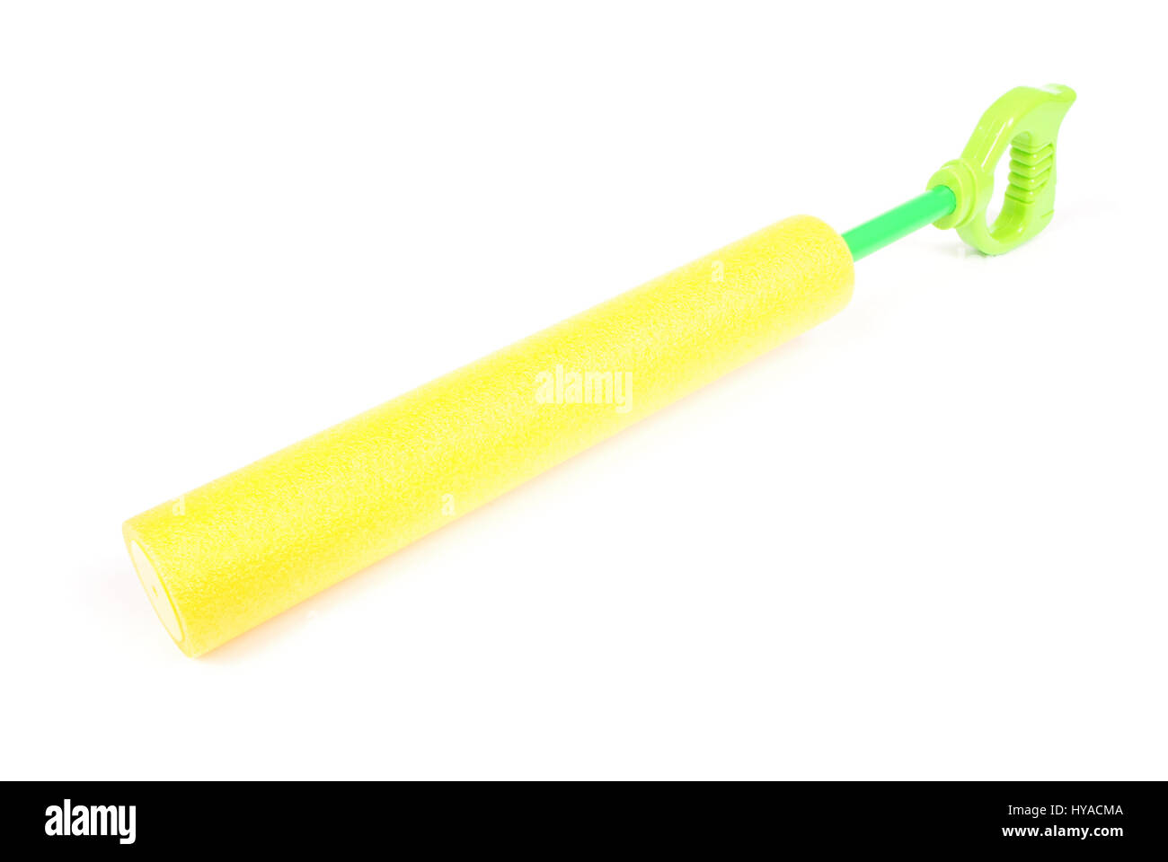 Gelbe Kinder Spielzeug Wasser isoliert auf weißem Hintergrund Stockfoto