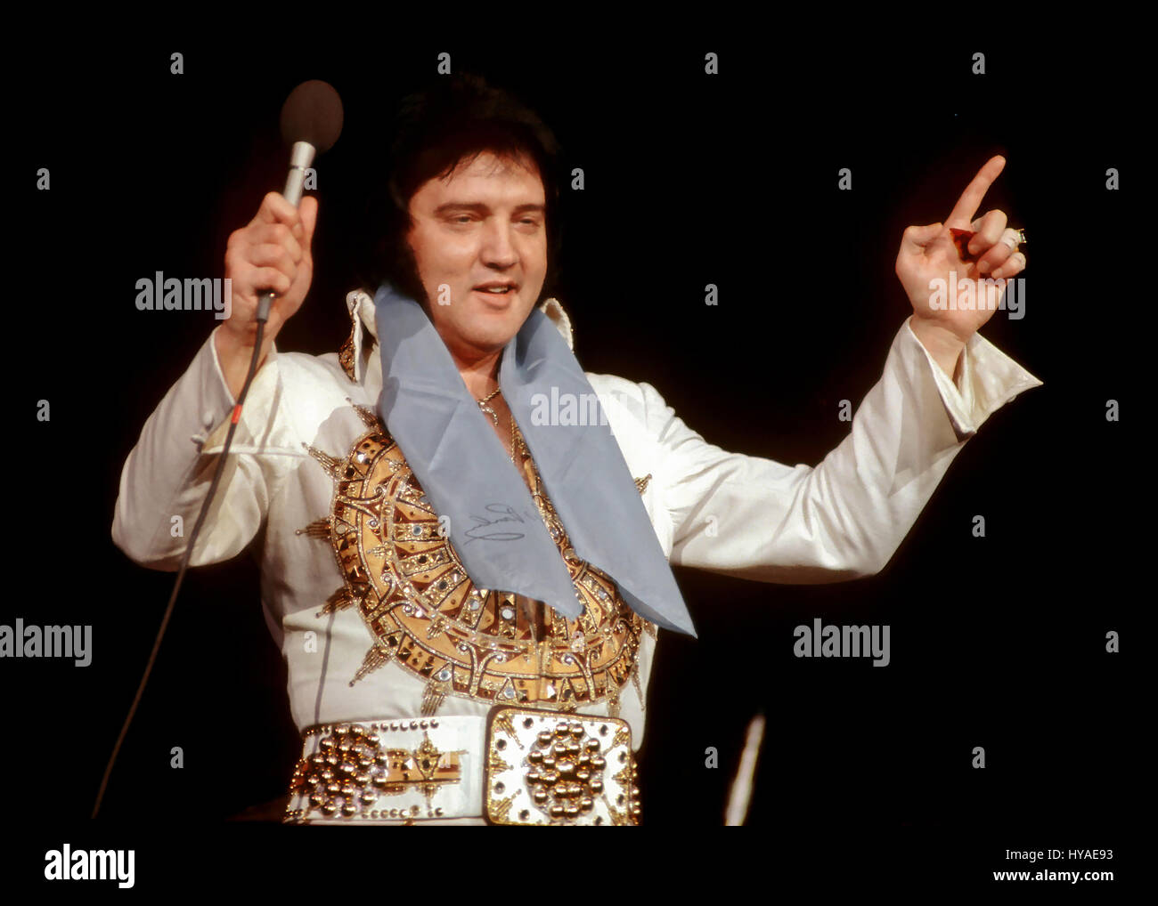 Elvis Presley in Concert in der Stadthalle von Providence am 23. Mai 1977 Stockfoto
