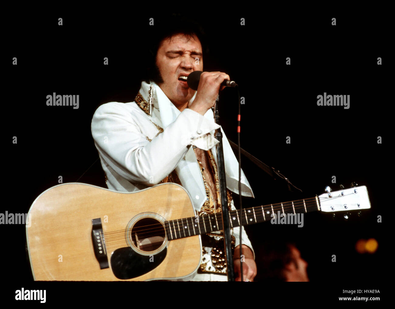 Elvis Presley in Concert in der Stadthalle von Providence am 23. Mai 1977 Stockfoto