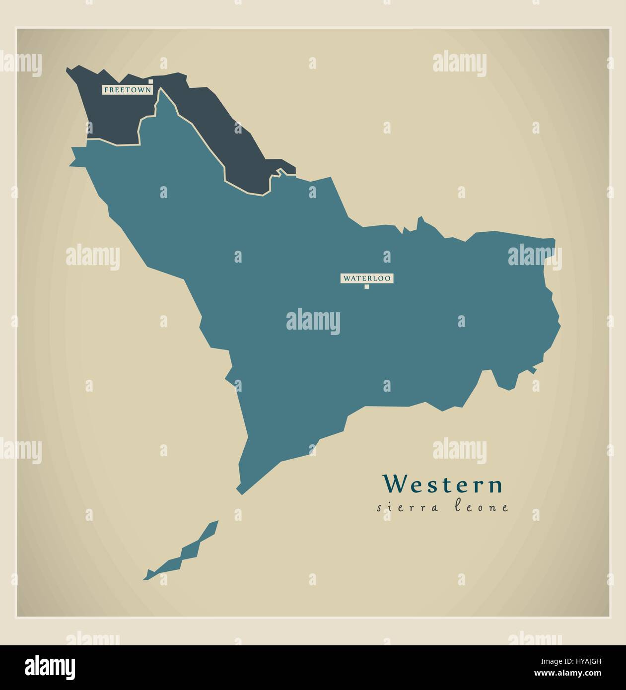 Moderne Karte - farbige Western Provinz Bezirke SL Stock Vektor