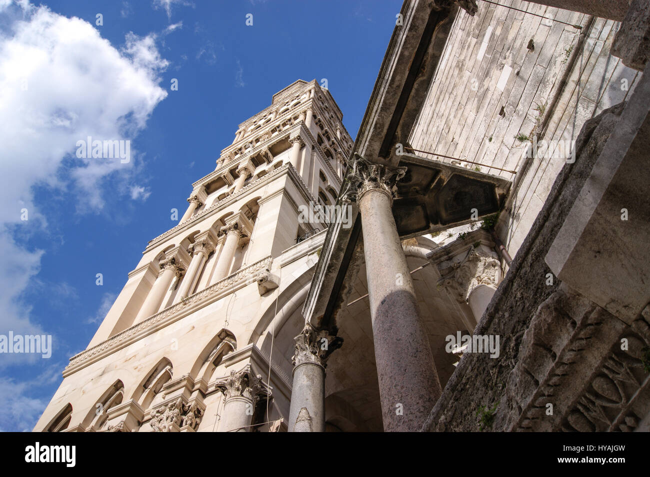 Split, Kroatien: Turm der Kathedrale des Heiligen Domnius Stockfoto
