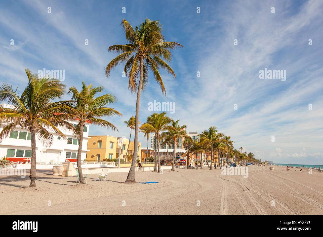 Hollywood Beach, Fl, USA - 13. März 2017: Hollywood Beach breiten Walk an einem sonnigen Tag im März. Florida, United States Stockfoto