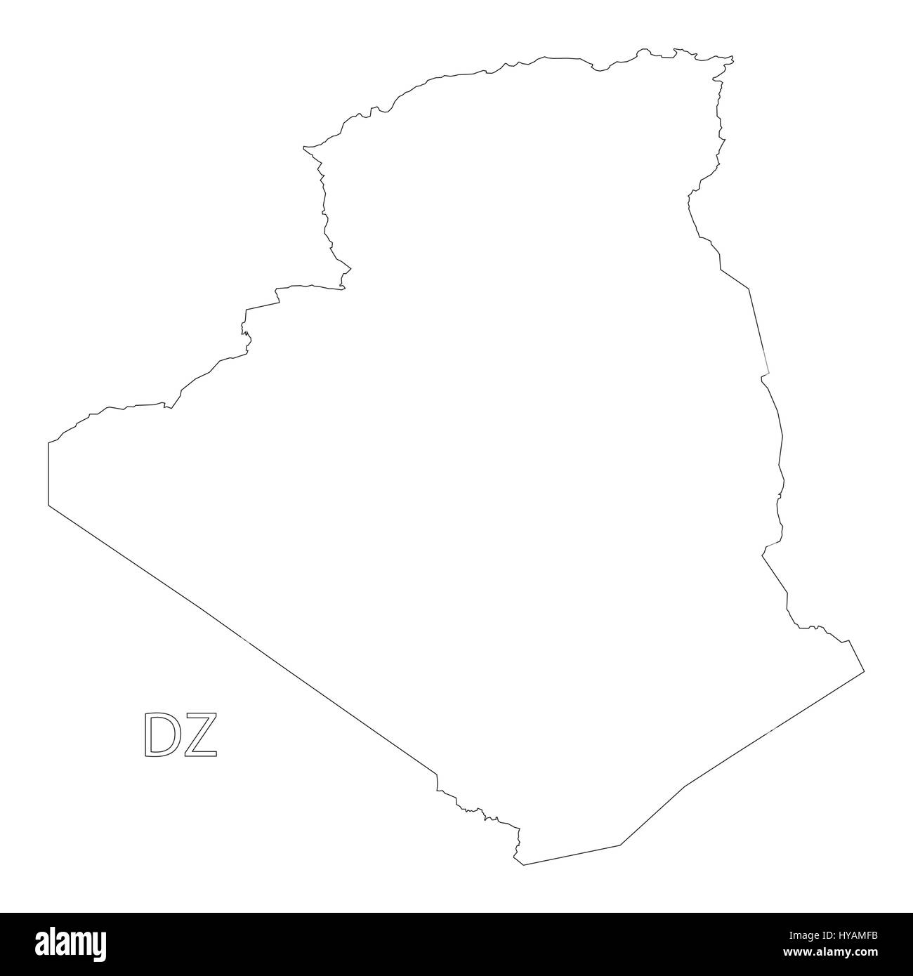 Algerien Umriss Silhouette Karte Abbildung Stock Vektor