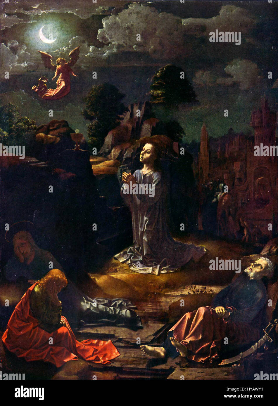 Dieses Gemälde von Jan Gossaert, einem prominenten flämischen Renaissance-Künstler, zeigt die Kunst des Künstlers in Porträts und religiösen Themen. Seine Arbeit spiegelt den detaillierten, realistischen Ansatz wider, der die frühe niederländische Kunst definiert. Stockfoto