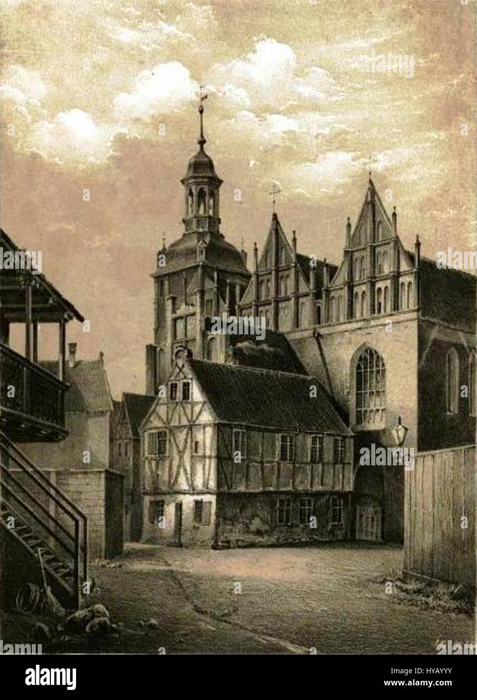 Die St. Brigitten Kirche in Danzig ist eine historische gotische Kirche, die für ihre beeindruckende Architektur und bedeutende Rolle im Ordensleben der Stadt bekannt ist. Das Design umfasst detailgetreue Buntglas- und gotische Elemente. Stockfoto