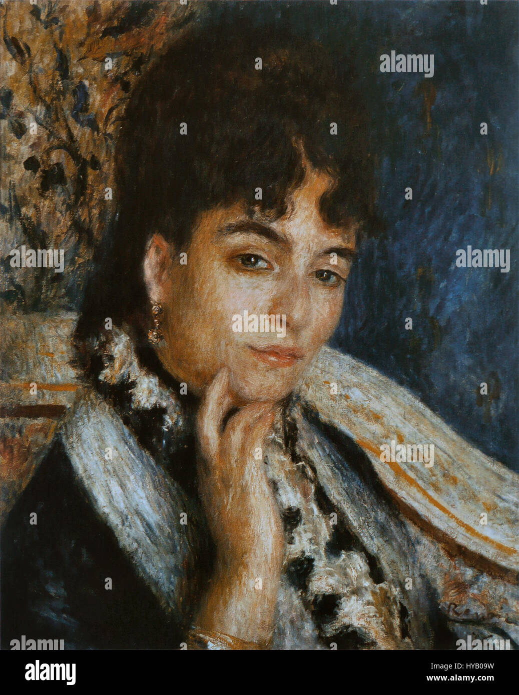 Das Porträt von Pierre-Auguste Renoir von Madame Alphonse Daudet, einer französischen Sozialistin aus dem 19. Jahrhundert, zeigt den unverkennbaren Stil des Künstlers mit weichen Pinseln und lebendigen Farben. Das Gemälde betont Eleganz und Anmut des Motivs. Stockfoto