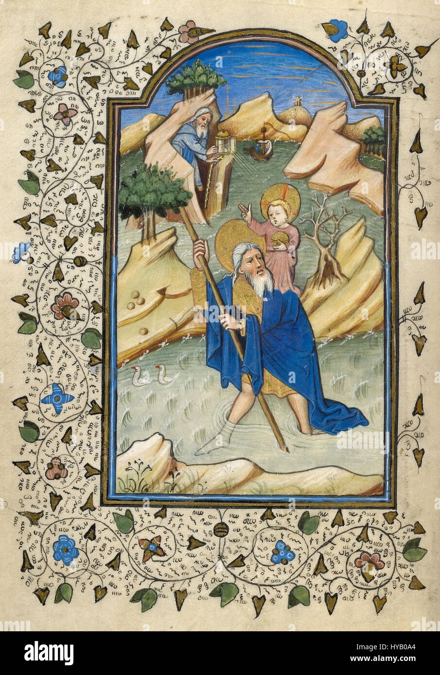 St um Christus Kind Ghent 1420 Buch Stunden Master von Guillebert de Mets Stockfoto