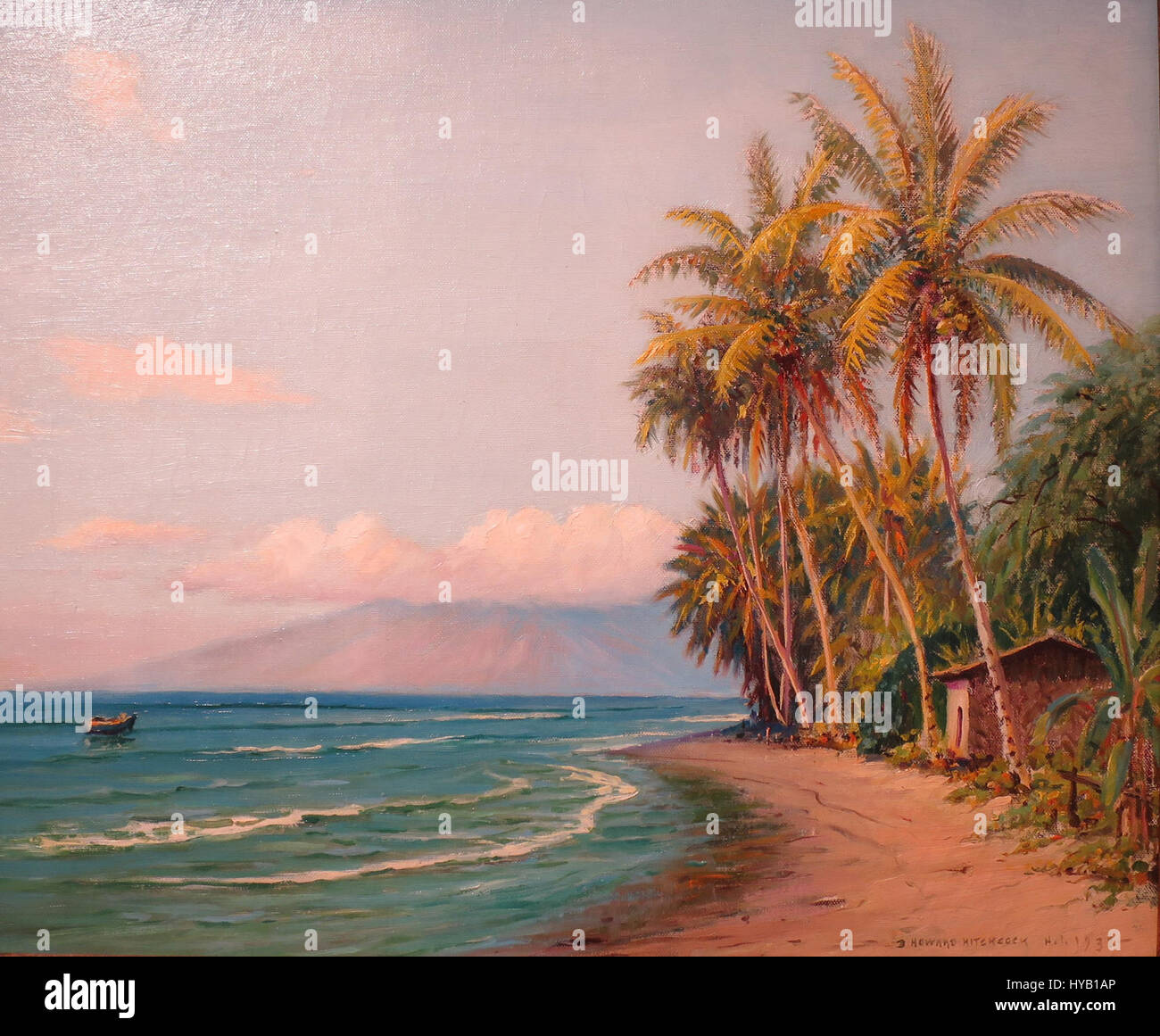 "Lahaina Strand West Maui" von D. Howard Hitchcock, 1932, Öl auf Leinwand, Hawaii State Art Museum Stockfoto