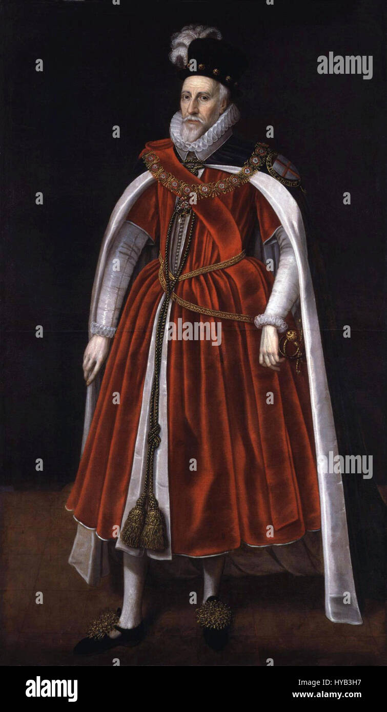 Charles Howard, 1. Earl of Nottingham, war ein bekannter englischer Adliger und Militärführer in der elisabethanischen Ära. Sein Porträt wird von der National Portrait Gallery gehalten und spiegelt seine historische Bedeutung wider. Stockfoto