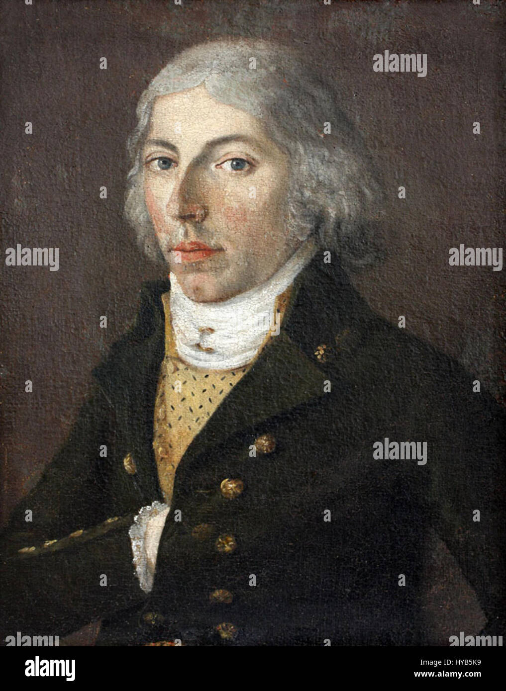 Ein Selbstporträt von Johann Christof Haas, einem deutschen Künstler aus dem 19. Jahrhundert, das sein Gleichnis mit einem Schwerpunkt auf seiner Identität und seinem künstlerischen Stil einfängt. Stockfoto