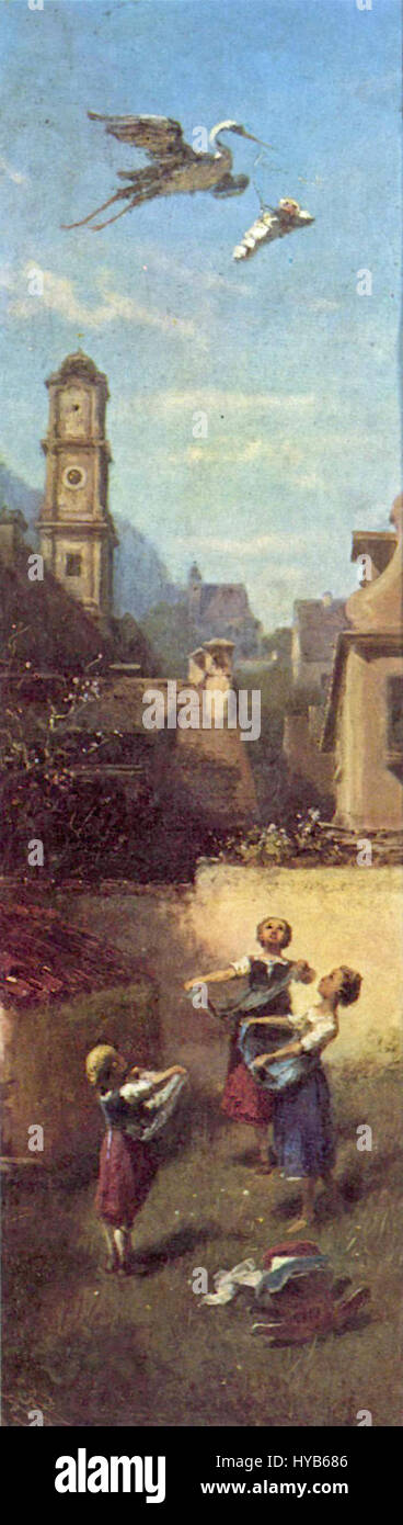 Carl Spitzwegs Gemälde spiegeln seinen unverkennbaren Stil wider und zeichnen sich durch eine Mischung aus Romantik und Realismus aus. Das Werk stellt oft Einzelfiguren in ruhiger Umgebung dar, die Momente persönlicher Reflexion und Introspektion einfangen. Stockfoto