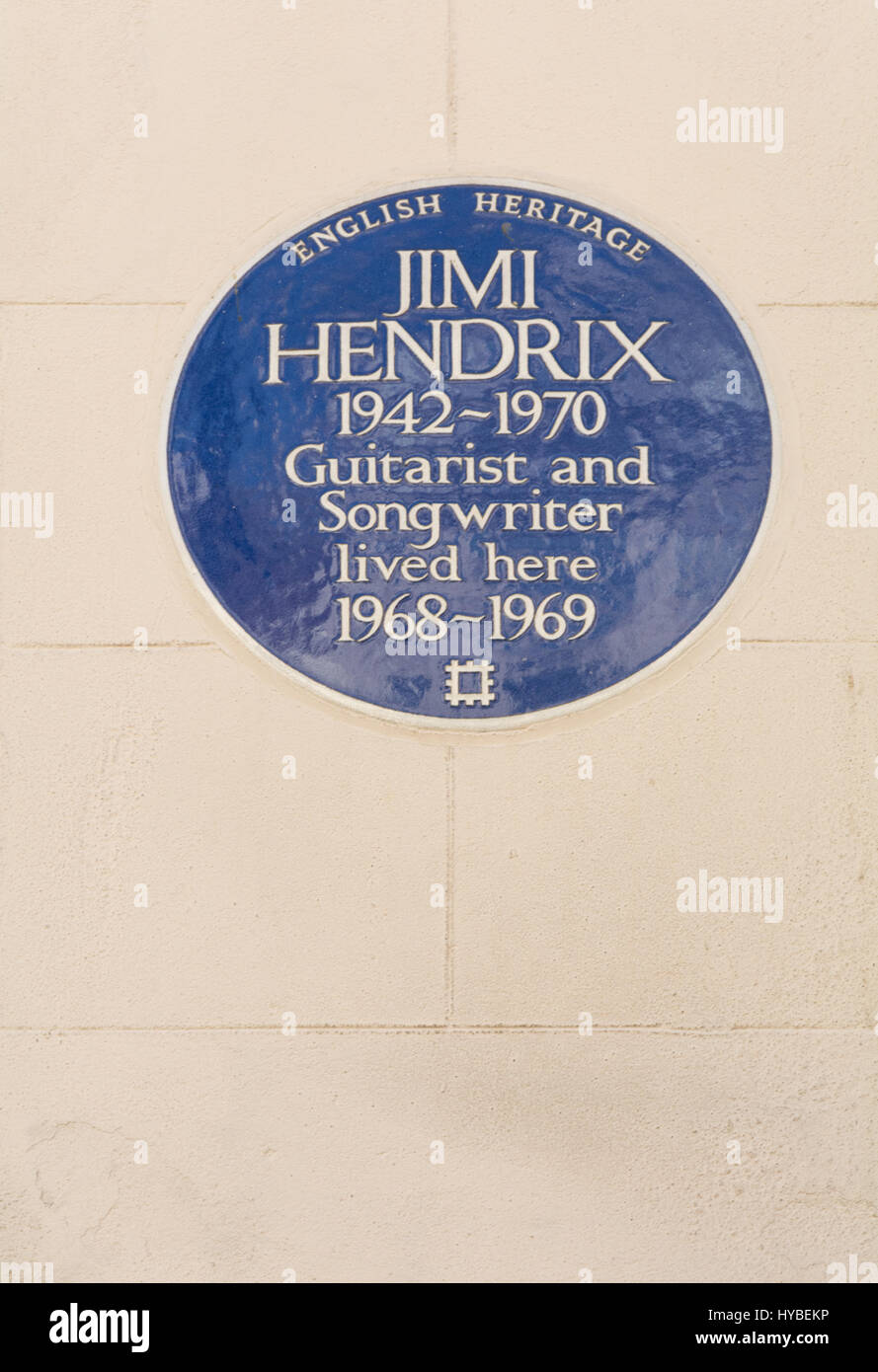 Blaue Plakette außerhalb Jimi Hendrix Londoner Haus in der Brook Street, Mayfair. Stockfoto