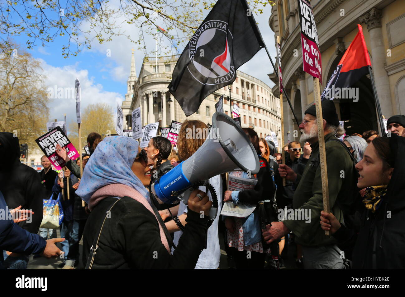English Defence League, zeigen Terrorismus sind wir nicht Angst Demonstration. Traffalgar Square in London. UK Stockfoto