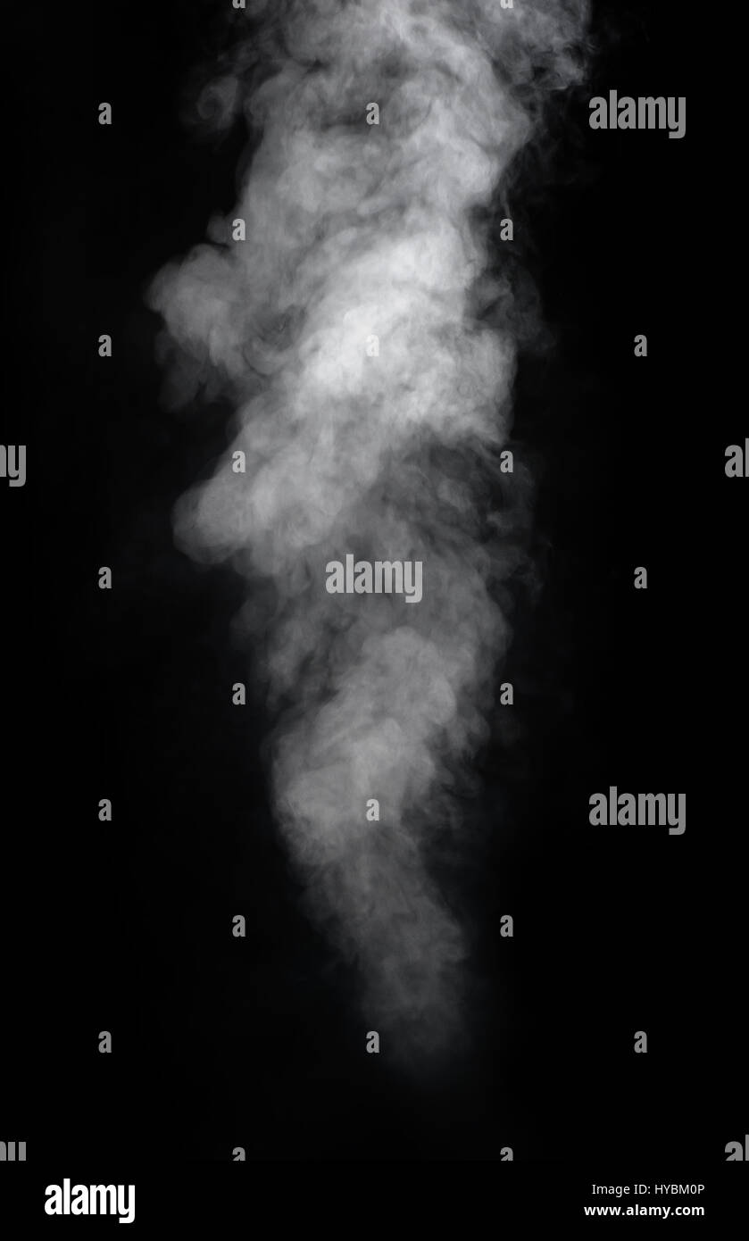 Weißer Rauch auf schwarzem Hintergrund Stockfoto