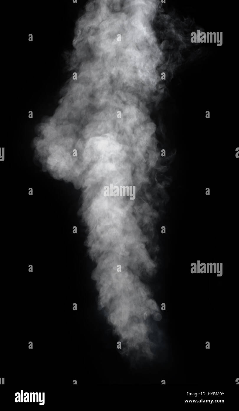 Weißer Rauch auf schwarzem Hintergrund Stockfoto