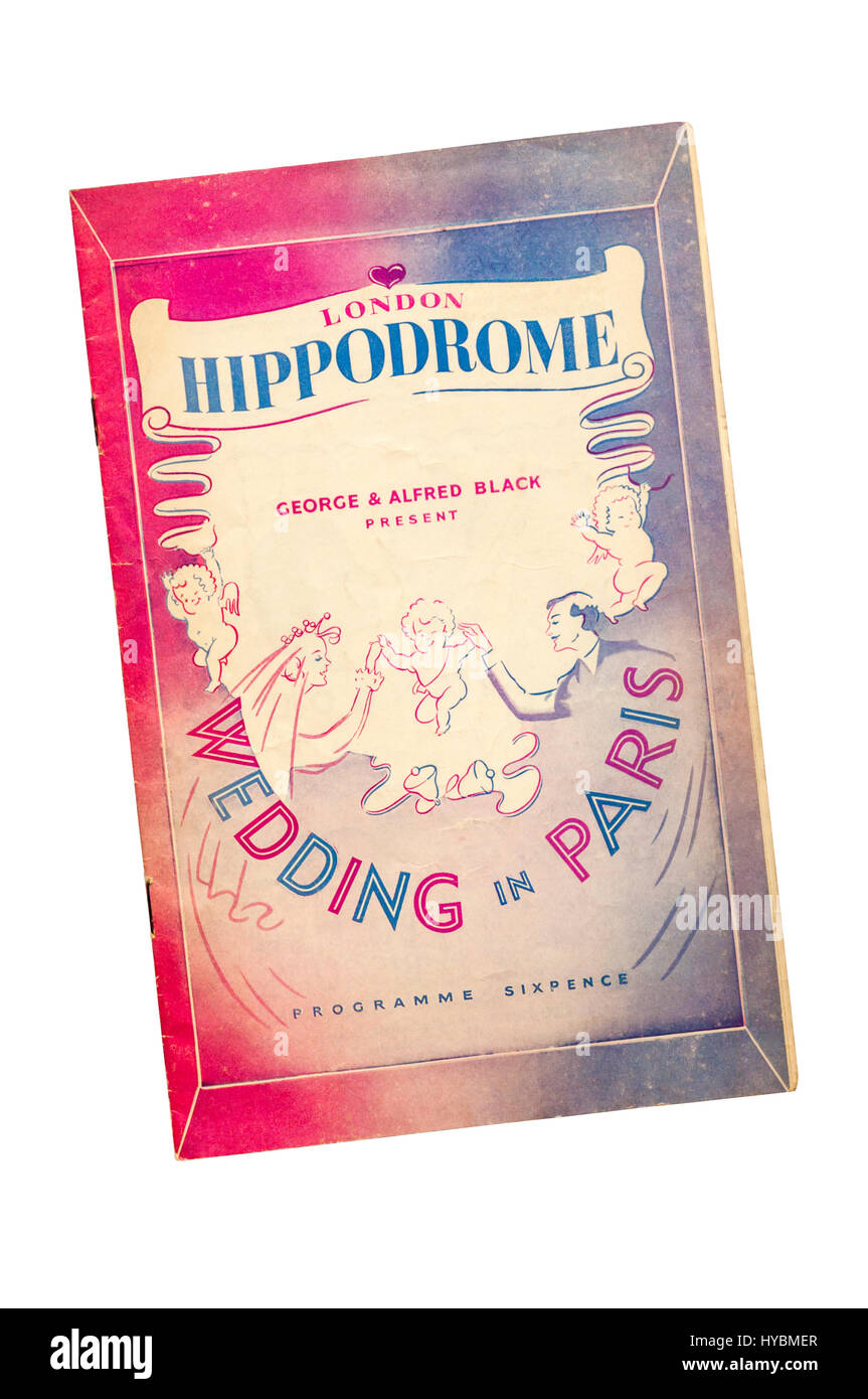Theaterprogramm für die Produktion von 1954 Hochzeit in Paris im London Hippodrome. Stockfoto