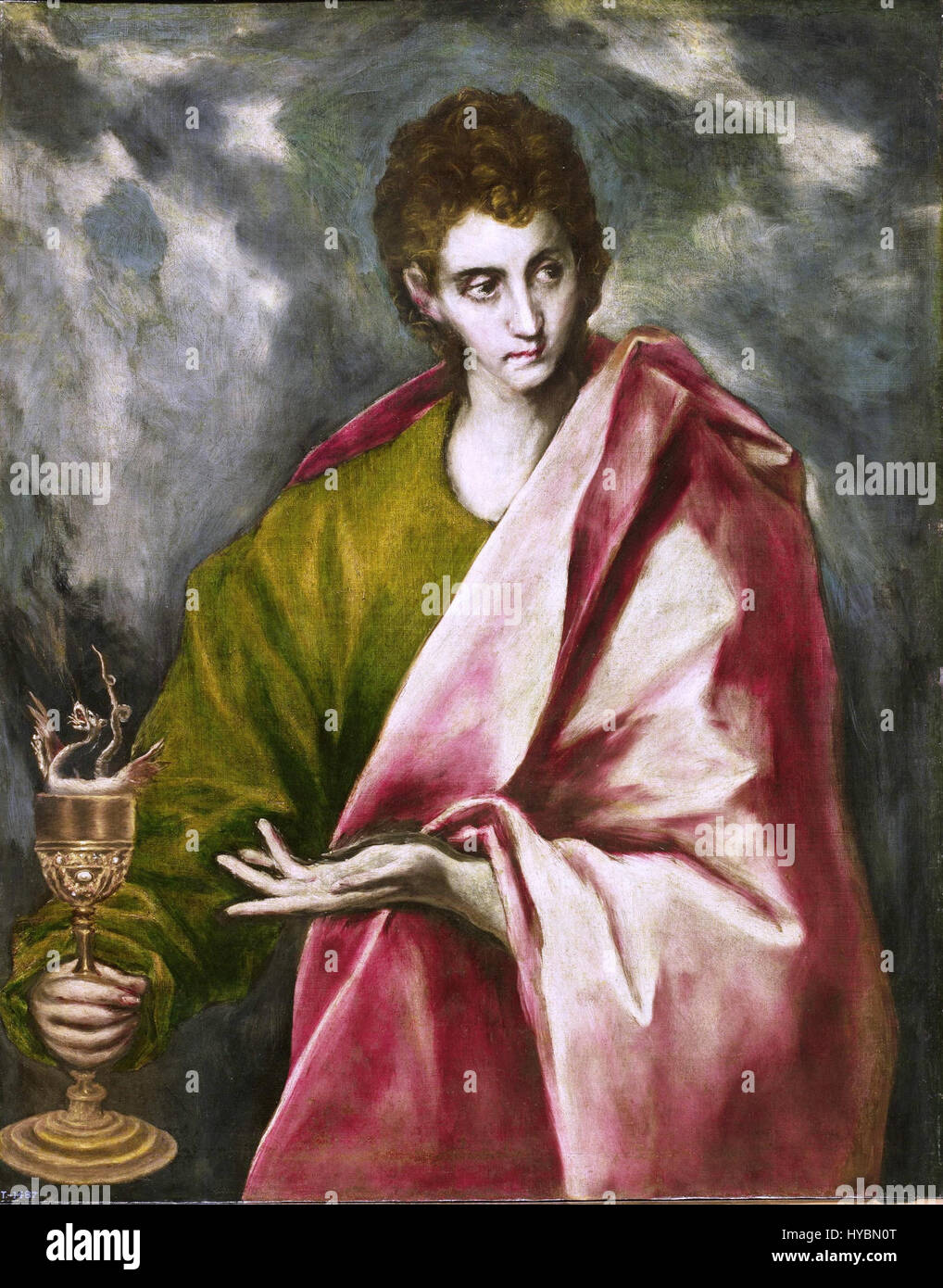„El Greco 034“ bezieht sich auf eines der bemerkenswerten Werke des spanischen Malers El Greco, der für seinen unverwechselbaren Stil bekannt ist, der sich durch langgezogene Figuren und dramatische Beleuchtung auszeichnet. Das Werk spiegelt seinen einzigartigen Umgang mit religiöser Kunst und Porträtkunst während der spanischen Renaissance wider. Stockfoto